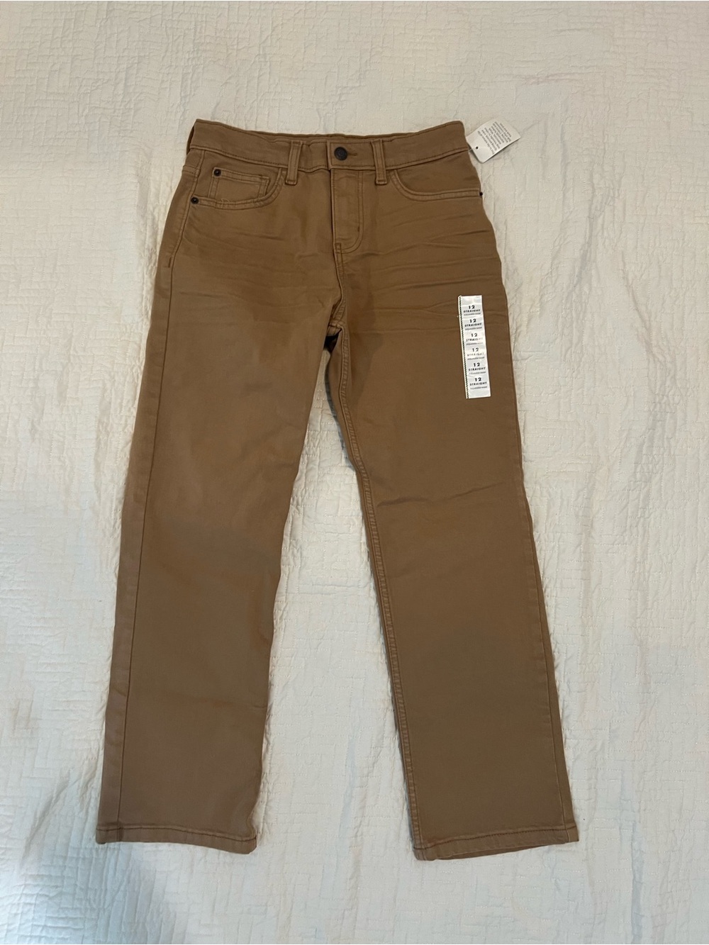 Cat & Jack Khaki Straight Leg Stretch Adjustable Waist Boys Size 12 Pants
